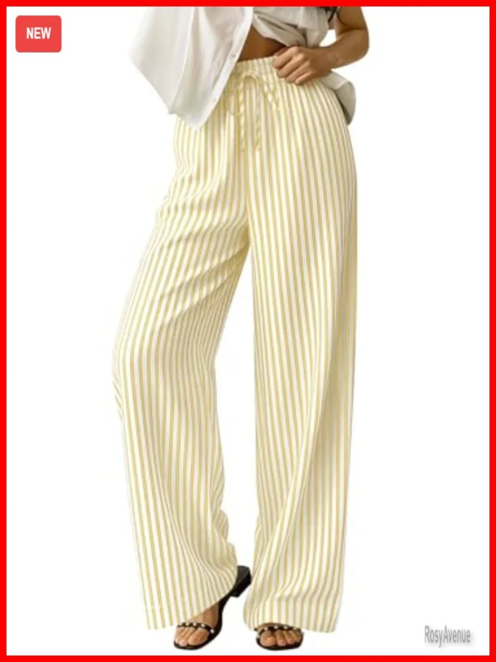 Striped Gingham Pajama Pants Wide Leg Cotton Lounge Bottoms with Pockets